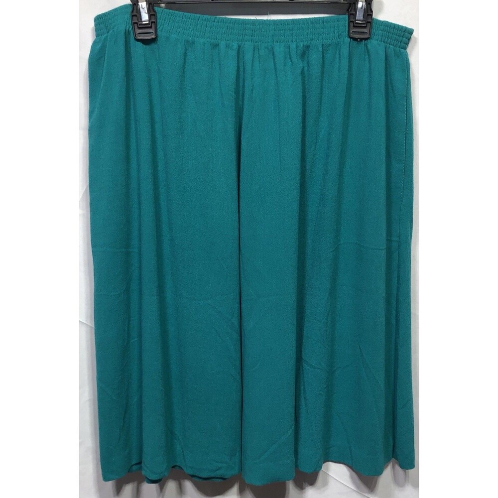 Alfred Dunner Skirt XL Green Skirt 32"Elastic Waist Knee Length Pockets Capsule